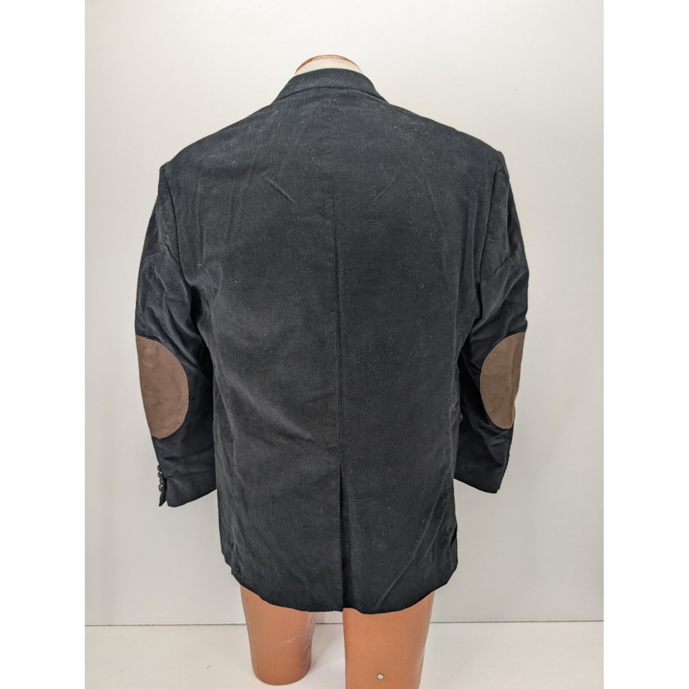 Ralph Lauren Corduroy Blazer Jacket Mens 40S Black Brown Elbow Patch Sport Coat - Picture 4 of 9